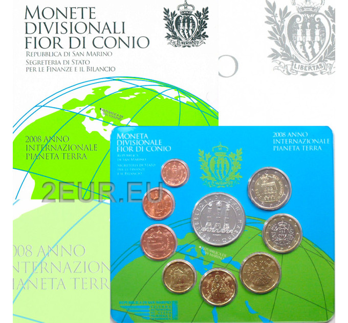 San Marino Euro set BU + 5 euro silver coin 2008