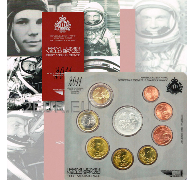 San Marino Euro komplekt BU + 5 euro hõbemünt 2011