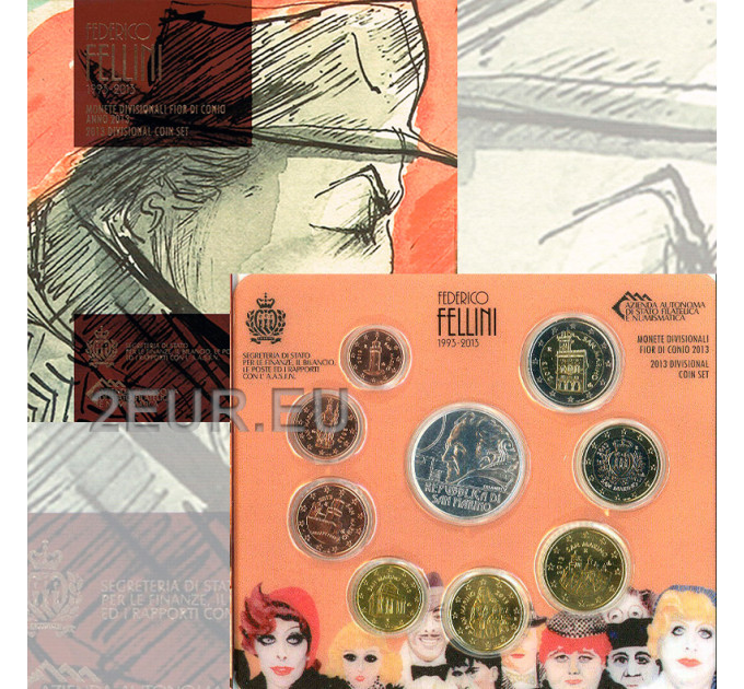 San Marino Euro set BU + 5 euro silver coin 2013