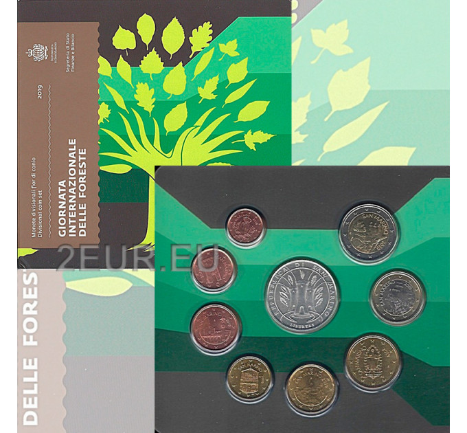 San Marino Euro komplekt BU + 5 euro hõbemünt 2019