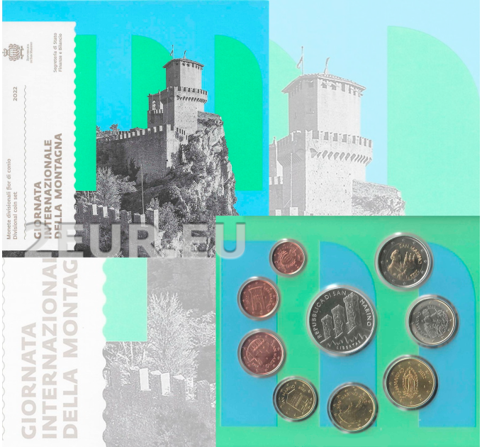 San Marino Euro set BU + 5 euro silver coin 2022