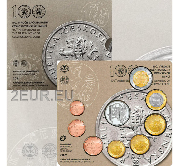 Slovakkia Euromüntide komplekt BU 2021 - 100 aastat esimesest mündist