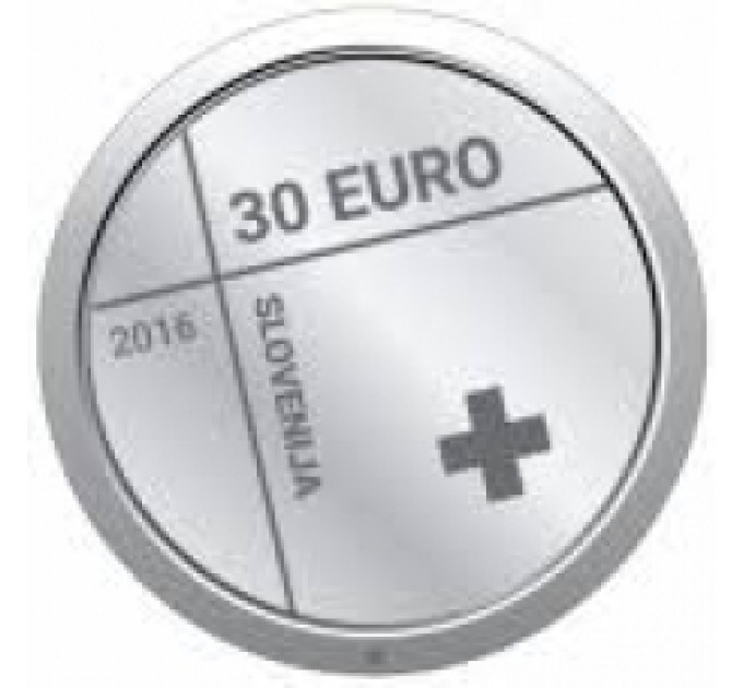 Sloveenia 30 eurone hõbe proof 2016 – Punase Risti 150. aastapäev Sloveenias
