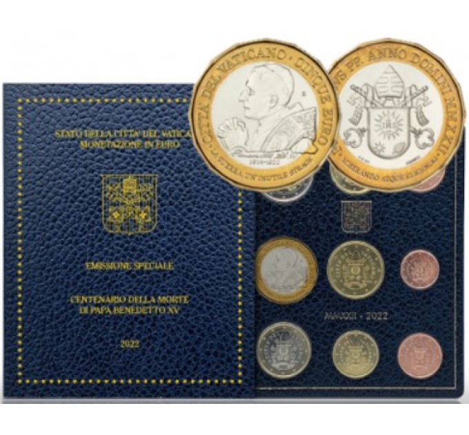 Vatikani komplekt BU + 5 EURO 2022 - 100. aastapäev paavst Benedictus XV surmast