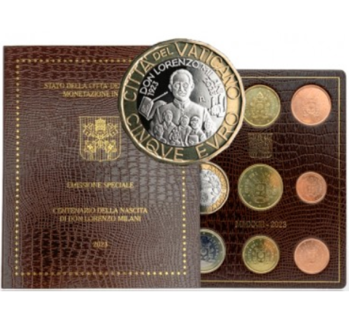 Vatikani komplekt BU + 5 EURO 2023 - 100. sünniaastapäev Don Lorenzo Milani sünnist