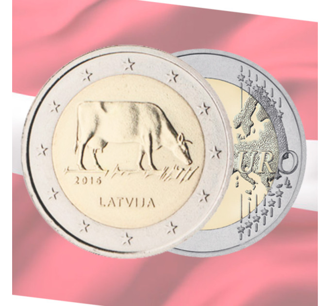 Läti 2 eurot UNC 2016 - Piimakasvatus - Lehm