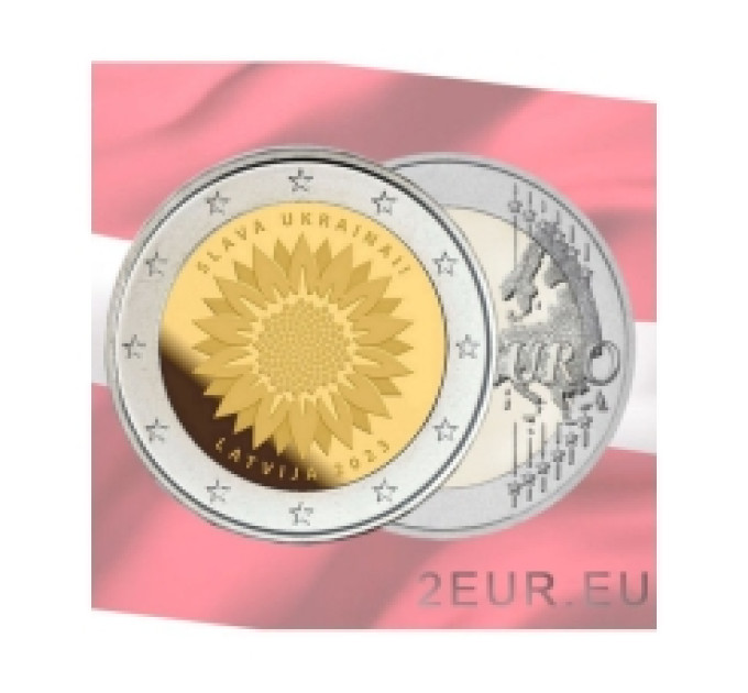 Läti 2 eurot UNC 2023 - Slava Ukrainai