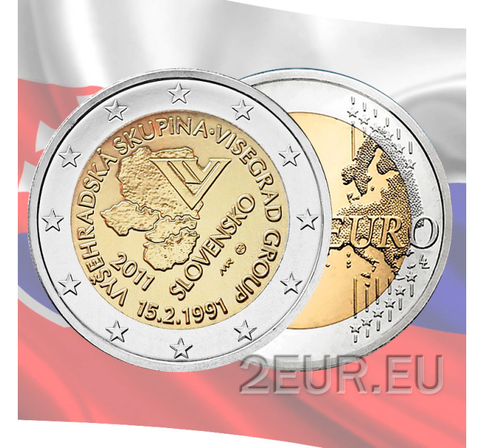 Slovakkia 2 eurot UNC 2011 – 20 aastat Visegrad Group