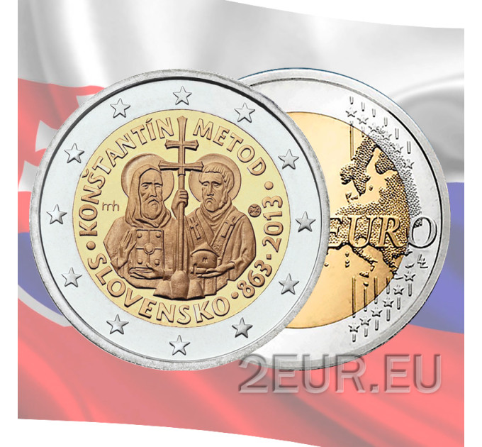 Slovakkia 2 eurot UNC 2013 – Püha Cyrilluse ja Methodiuse tuleku 1150. aastapäev Suur-Määrimaal