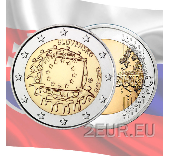 Slovakkia 2 eurot UNC 2015 – ELi lipu 30. aastapäev