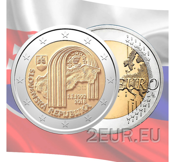 Slovakkia 2 eurot UNC 2018 – Slovaki Vabariigi asutamise 25. aastapäev