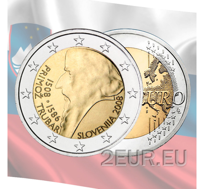 Sloveenia 2 eurot UNC 2008 – Primoz Trubari 500. sünniaastapäev