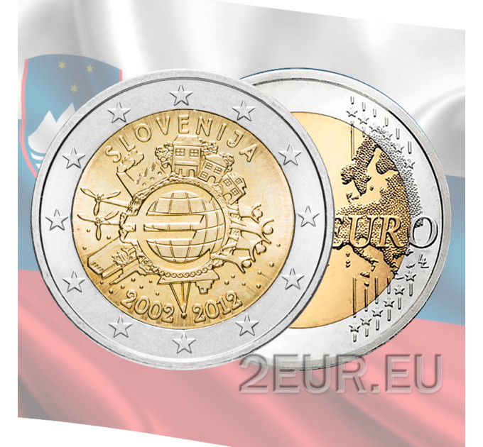 Sloveenia 2 eurot UNC 2012 – 10 aastat euro sularaha
