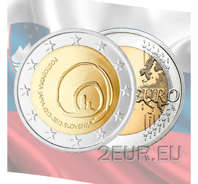 Sloveenia 2 eurot UNC 2013 – Postojna koobaste esimese külastuse 800. aastapäev
