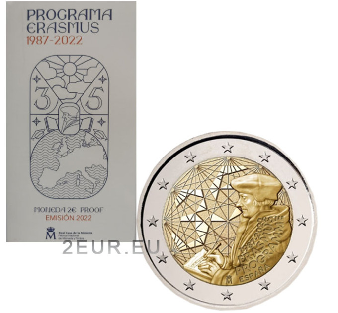Hispaania 2 eurot proof 2022 – 35 aastat Erasmuse  
