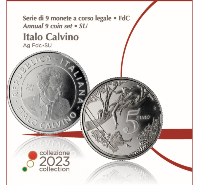 Itaalia Euro komplekt BU + 5 euro hõbemünt 2023 - Italo Calvino 100. sünniaastapäev
