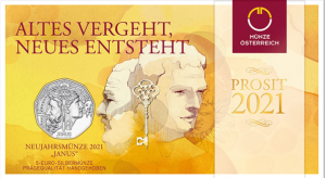 AUSTRIA 5 EURO 2021 - NEW YEAR COIN 2021 JANUS
