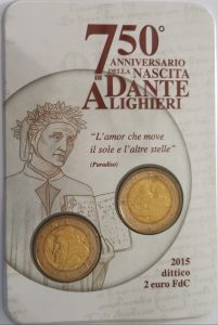 ITALY 2 EURO 2015 - 750TH ANNIVERSARY OF DANTE ALIGHIERI - С/C
