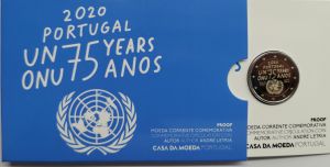 PORTUGAL 2 EURO 2020 - 75 YEARS OF THE UNITED NATIONS - PROOF