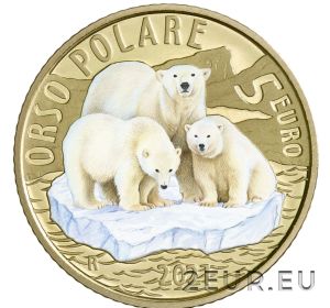 ITALY 2021 5 € - Endangered Animals - Polar Bear