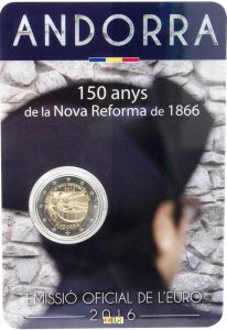 ANDORRA 2 EURO 2016 - 150TH ANNIVERSARY OF THE NEW REFORM OF 1866